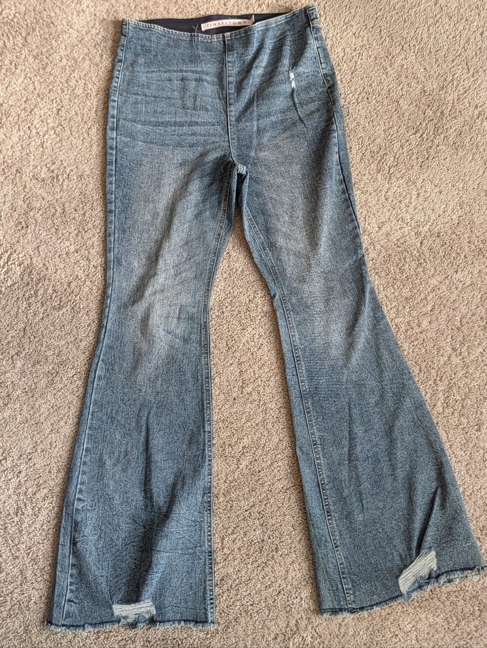 Tinseltown High-Rise Distressed Flare Jeans - Size 11